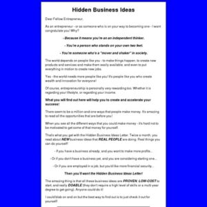 Hidden Business Ideas Letter