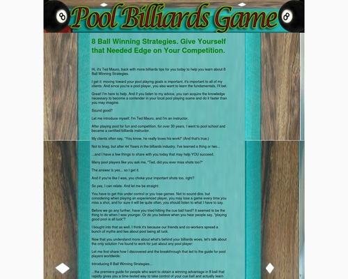 8 Ball Winning Strategies. Billiards Instruction. Pool Lessons.