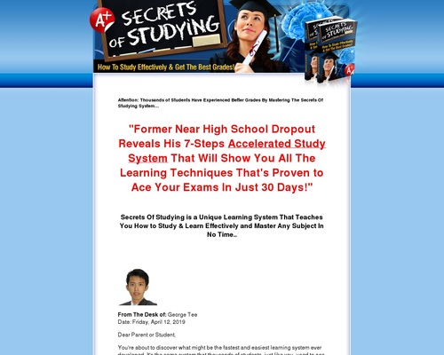 Secrets Of Studying  – How To Score Better Grades :: 75% Commission