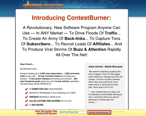 ContestBurner: Amazing Viral Marketing Software – Earn 50%!